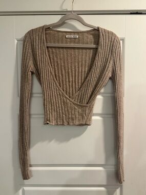 Reformation Cashmere Faux Wrap Sweater